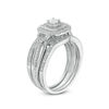 Thumbnail Image 2 of 1/4 CT. T.W. Diamond Double Square Frame Three Piece Bridal Set in Sterling Silver