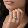 Thumbnail Image 2 of 1/4 CT. T.W. Diamond Double Square Frame Three Piece Bridal Set in Sterling Silver