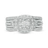 Thumbnail Image 6 of 1/4 CT. T.W. Diamond Double Square Frame Three Piece Bridal Set in Sterling Silver