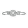 Thumbnail Image 7 of 1/4 CT. T.W. Diamond Double Square Frame Three Piece Bridal Set in Sterling Silver
