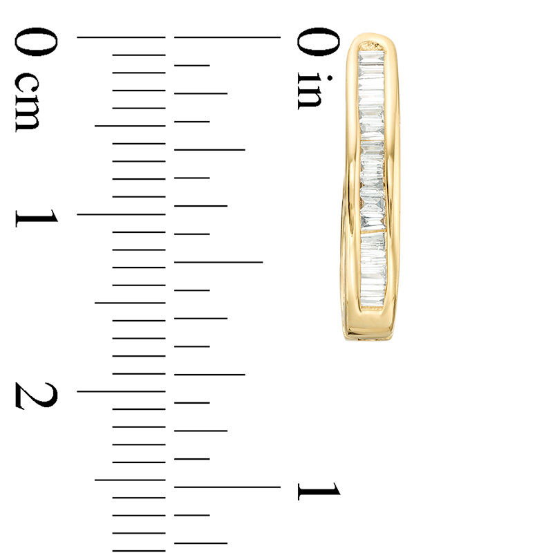 1/4 CT. T.W. Baguette Diamond Hoop Earrings in 10K Gold