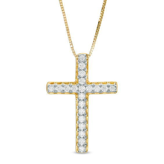 1/4 CT. T.W. Diamond Cross Pendant in 10K Gold | Zales Outlet