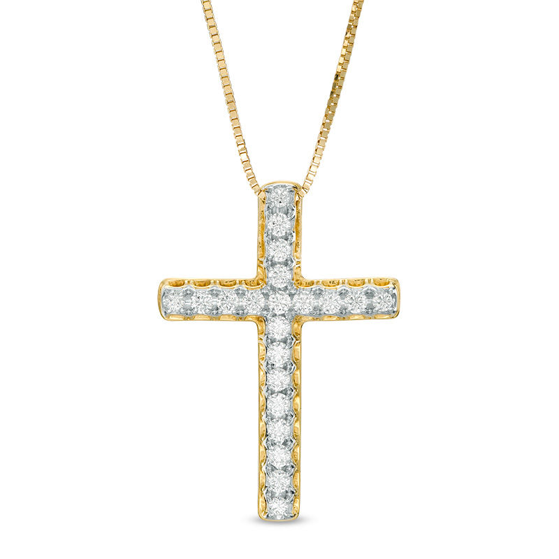 1/4 CT. T.W. Diamond Cross Pendant in 10K Gold