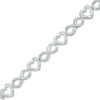 Thumbnail Image 1 of 1/5 CT. T.W. Diamond Alternating Heart and Infinity Bracelet in Sterling Silver - 7.25"