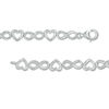 Thumbnail Image 2 of 1/5 CT. T.W. Diamond Alternating Heart and Infinity Bracelet in Sterling Silver - 7.25"