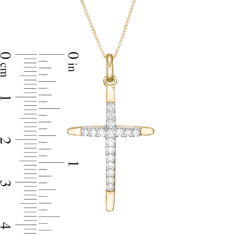 3/8 CT. T.W. Diamond Cross Pendant in 10K Gold
