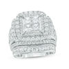 Thumbnail Image 1 of 7 CT. T.W. Quad Princess-Cut Diamond Double Frame Collar Bridal Set in 14K White Gold