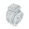 Thumbnail Image 1 of 7 CT. T.W. Quad Princess-Cut Diamond Double Frame Collar Bridal Set in 14K White Gold