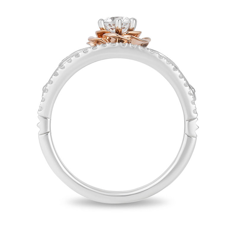 Enchanted Disney Belle 1/2 CT. T.W. Diamond Rose Tiara Engagement Ring in 14K Two-Tone Gold