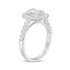 Thumbnail Image 2 of 1 CT. T.W. Baguette and Round Composite Diamond Cushion Frame Engagement Ring in 14K White Gold
