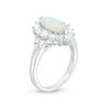 Thumbnail Image 3 of Marquise Lab-Created Opal and White Sapphire Starburst Frame Ring in Sterling Silver