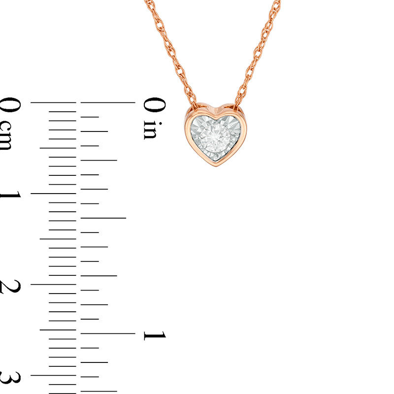 Main Image 2 of 1/8 CT. Diamond Heart-Shaped Solitaire Necklace in 10K Rose Gold
