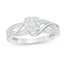 1/5 CT. T.W. Composite Diamond Bypass Promise Ring in 10K White Gold