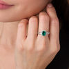 Thumbnail Image 3 of Cushion-Cut Lab-Created Emerald and White Sapphire Frame Braided Shank Ring in Sterling Silver