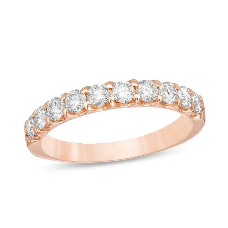 Main Image 1 of 7/8 CT. T.W. Diamond Ten Stone Wedding Band in 10K Rose Gold