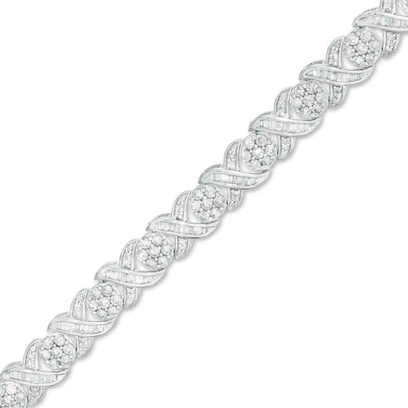4 CT. T.W. Diamond "XO" Link Bracelet in 10K White Gold - 7.25"