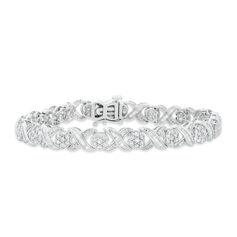 Main Image 2 of 4 CT. T.W. Diamond "XO" Link Bracelet in 10K White Gold - 7.25"