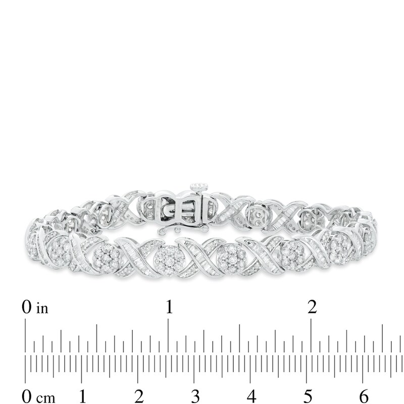 Main Image 3 of 4 CT. T.W. Diamond "XO" Link Bracelet in 10K White Gold - 7.25"