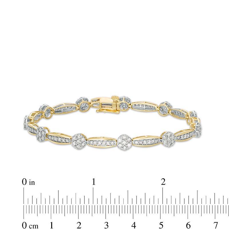 Diamond Letter E Bracelet 1/10 ct tw Round 10K Yellow Gold