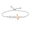 Thumbnail Image 1 of Diamond Accent "MOM" and Heartbeat Bolo Bracelet in Sterling Silver and 10K Rose Gold - 9.5"