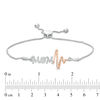 Thumbnail Image 2 of Diamond Accent "MOM" and Heartbeat Bolo Bracelet in Sterling Silver and 10K Rose Gold - 9.5"