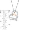 Thumbnail Image 1 of 1/15 CT. T.W. Diamond "MOM" and Heartbeat Tilted Outline Heart Pendant in Sterling Silver and 10K Rose Gold
