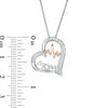 Thumbnail Image 2 of 1/15 CT. T.W. Diamond "MOM" and Heartbeat Tilted Outline Heart Pendant in Sterling Silver and 10K Rose Gold
