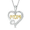 Thumbnail Image 0 of 1/10 CT. T.W. Diamond "MOM" Outline Double Heart Pendant in Sterling Silver and 14K Gold Plate