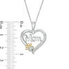 Thumbnail Image 1 of Diamond Accent "Mom" Outline Heart with Paw Print Pendant in Sterling Silver and 14K Gold Plate