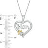 Thumbnail Image 2 of Diamond Accent "Mom" Outline Heart with Paw Print Pendant in Sterling Silver and 14K Gold Plate