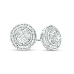 Composite Diamond Accent Frame Stud Earrings in Sterling Silver