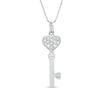 Thumbnail Image 1 of 1/10 CT. T.W. Diamond Heart-Top Key Pendant in Sterling Silver