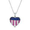 Thumbnail Image 0 of Lab-Created Ruby, White and Blue Sapphire Heart Pendant in Sterling Silver
