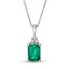 Thumbnail Image 1 of Octagonal Lab-Created Emerald and White Sapphire Pendant in Sterling Silver