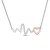 Thumbnail Image 1 of 1/15 CT. T.W. Diamond Heartbeat Necklace in Sterling Silver and 10K Rose Gold