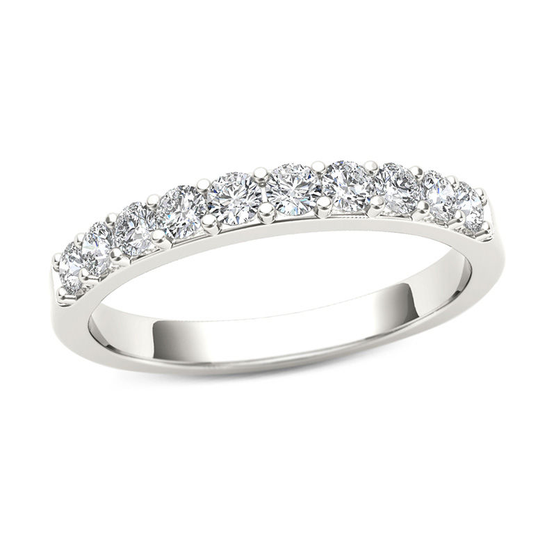 Main Image 1 of 1/2 CT. T.W. Diamond Wedding Band in 10K White Gold