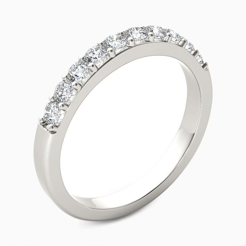 Main Image 2 of 1/2 CT. T.W. Diamond Wedding Band in 10K White Gold