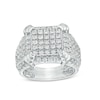 Thumbnail Image 1 of 2-1/4 CT. T.W. Cushion-Shaped Multi-Diamond Tiered Four-Corner Multi-Row Ring in 10K White Gold
