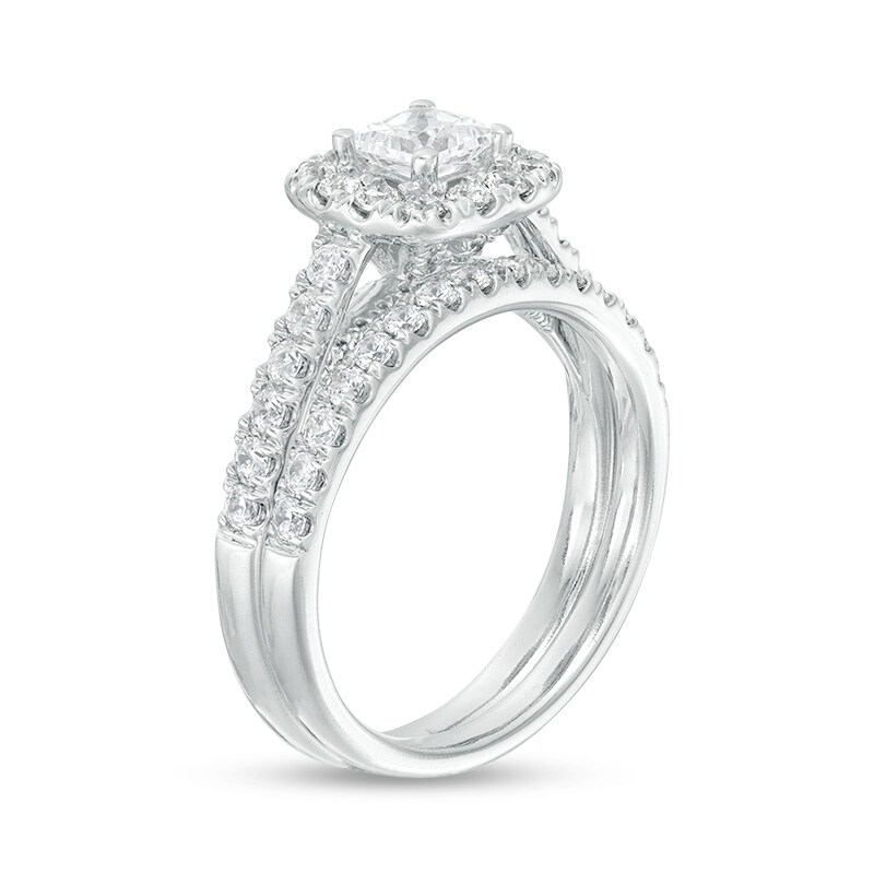 Main Image 2 of 1-3/8 CT. T.W. Princess-Cut Diamond Frame Bridal Set in 14K White Gold