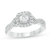 Thumbnail Image 0 of 5/8 CT. T.W. Diamond Cushion Frame Twist Shank Engagement Ring in 10K White Gold