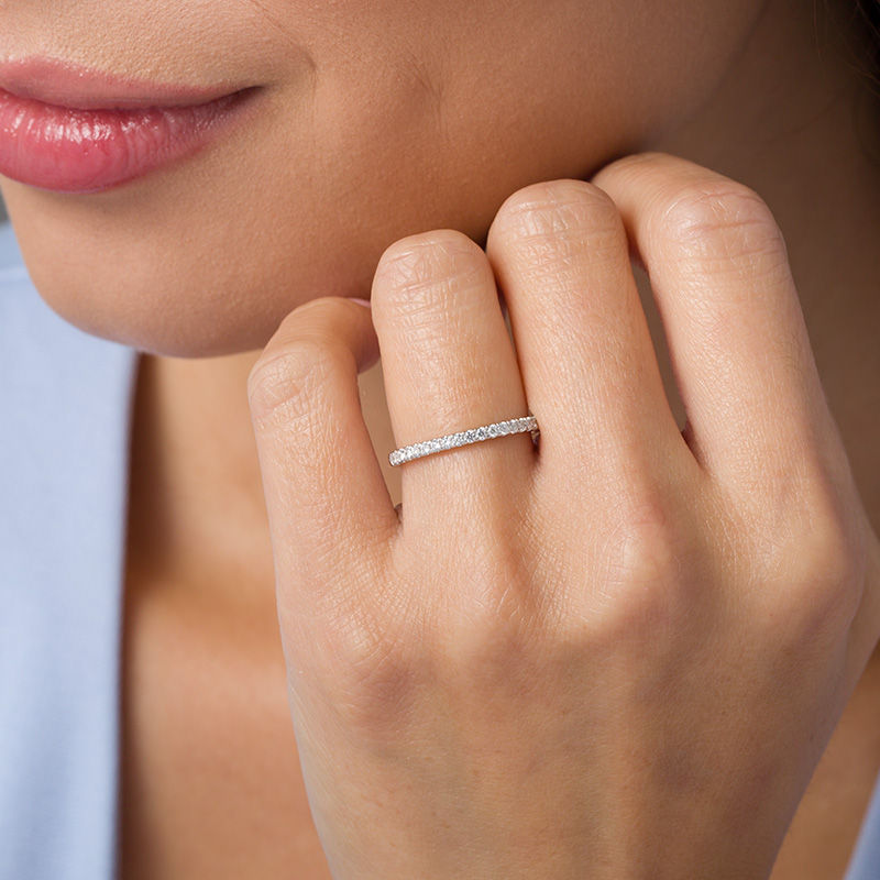 Main Image 2 of 1/4 CT. T.W. Diamond Wedding Band in 10K White Gold