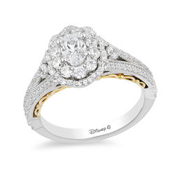 Enchanted Disney Belle 1-1/4 CT. T.W. Oval Diamond Double Frame Engagement Ring in 14K Two-Tone Gold