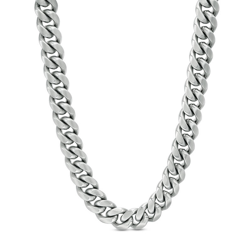 Main Image 1 of Men's 8.0mm Multi-Finish Reversible Curb Chain Necklace in Stainless Steel - 24&quot;