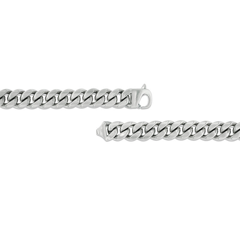 Main Image 3 of Men's 8.0mm Multi-Finish Reversible Curb Chain Necklace in Stainless Steel - 24&quot;