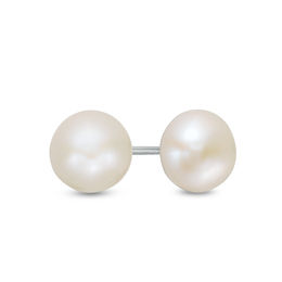 7.0mm Button Cultured Freshwater Pearl Stud Earrings in Sterling Silver