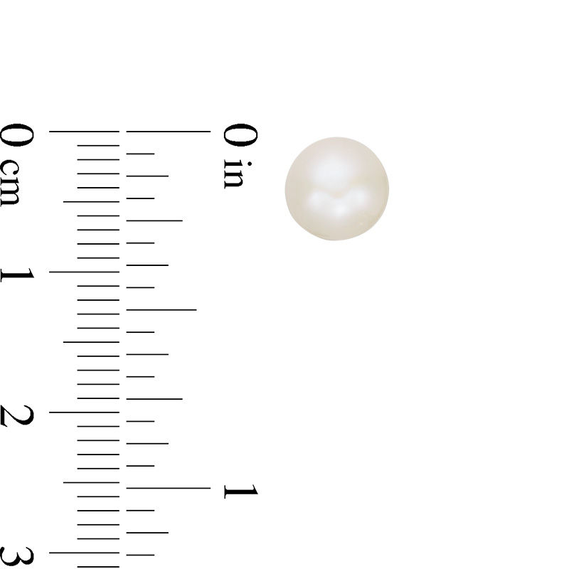 Main Image 3 of 7.0mm Button Freshwater Cultured Pearl Stud Earrings in Sterling Silver