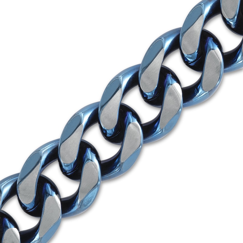 Main Image 1 of 14.75mm Curb Chain Bracelet in Two-Tone Ion-Plated Stainless Steel - 9.0"