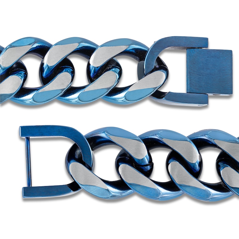 Main Image 3 of 14.75mm Curb Chain Bracelet in Two-Tone Ion-Plated Stainless Steel - 9.0"