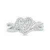 Thumbnail Image 6 of 1/5 CT. T.W. Diamond Heart Frame Twist Bridal Set in 10K White Gold