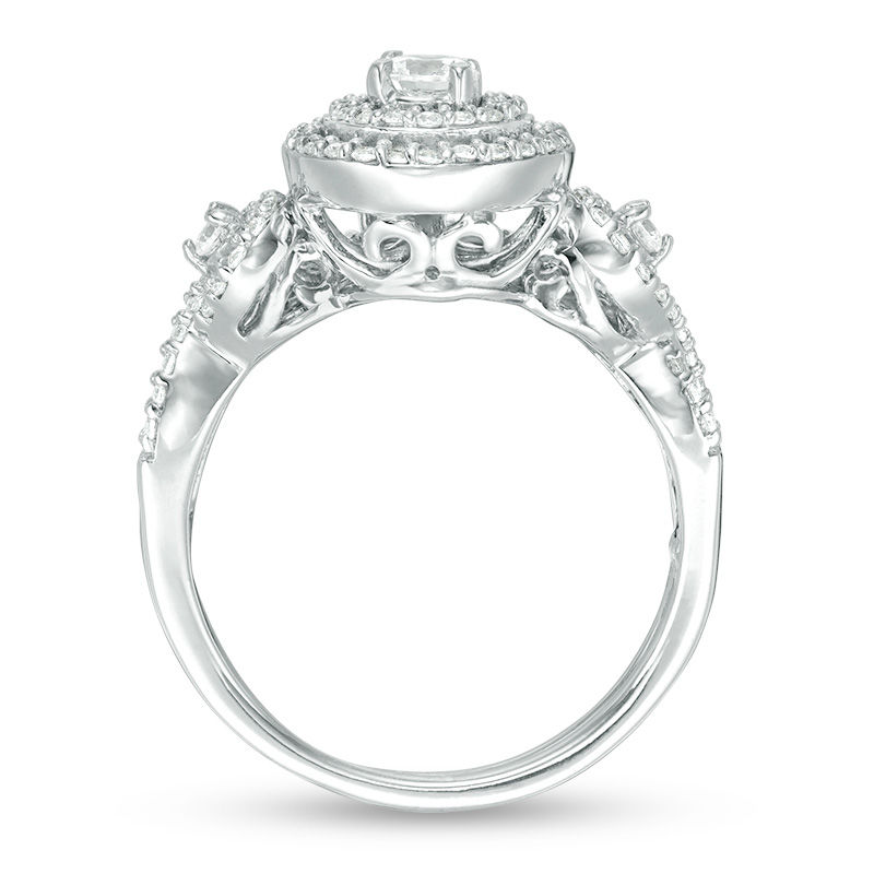 3/4 CT. T.W. Diamond Double Frame Twist Bridal Set in 10K White Gold
